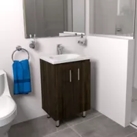 Mueble de baño a Piso Basic Tabaco Chic 48x38cm con lavamanos Eco Blanco