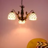 Lámpara Ara Colgante Tiffany 3l E27 Crema Antique