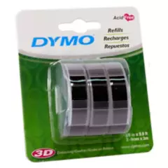DYMO - Cinta Relieve Negra 9mmx3mt Blister Dymo Vinilo Caja X 3 Unidades