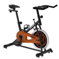 Bicicleta Spinning De Banda 400Bs Con Monitor Capacidad 100 Kg Color Negro/Naranja