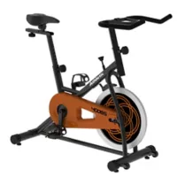 Athletic Bicicleta Spinning De Banda 400Bs Con Monitor Capacidad 100 Kg Color Negro/Naranja