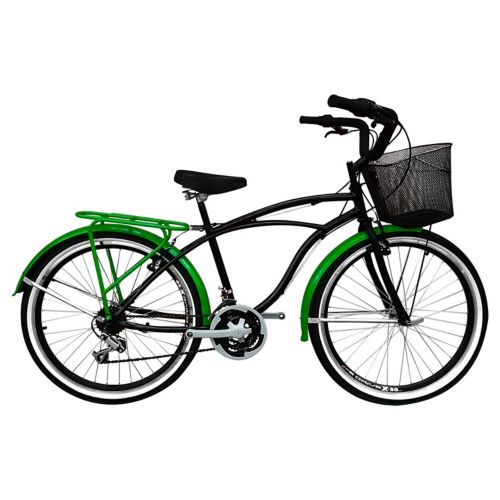 Bicicleta Urbana Sforzo Playera Hombre R26 18V Negro/Verde - Sforzo