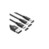 Cable Genérico de Carga Rápida 3 en 1 de USB Tipo C a Micro USB, Tipo C y 8 Pines para iPhone Negro