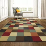 Tapete de Área Multicolor Checkered 152 X 99 cm
