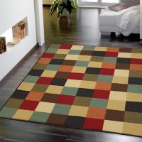 Tapete de Área Multicolor Checkered 198 X 152 cm