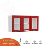 Gabinete Superior  105x28x52.5cm 3 Puertas Multipla Rojo