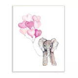 Cuadro de Elefante Bebé con Globos de Corazón Placa 25x38