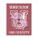 Cuadro Decorativo Unicorn Rosado University Placa 25x38