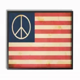 Cuadro en Lienzo Paz Bandera Estados Unidos Enmarcado 28x36