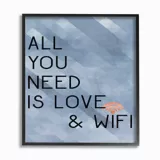 Cuadro en Lienzo All You Need Love & Wifi Azul Enmarcado 28x36