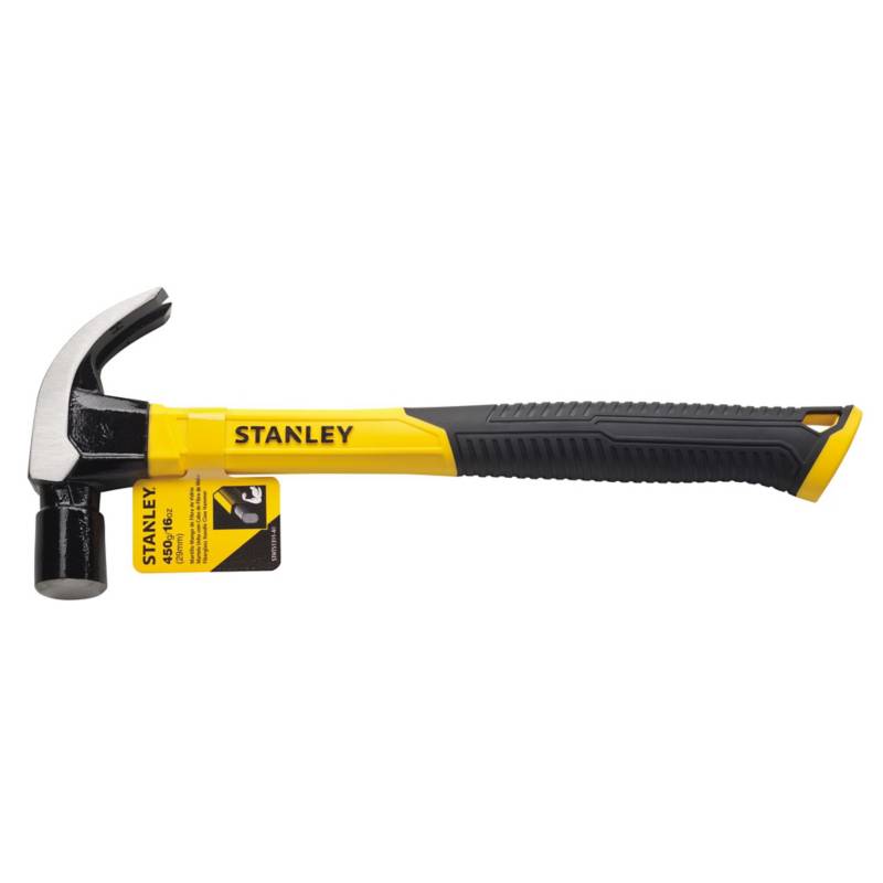 MARTILLO MANGO DE FIBRA DE VIDRIO, TIPO CURVO, 16 ONZAS, PESO DE CABEZA 454  GRAMOS. MARCA STANLEY