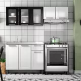 Cocina Integral Multipla 1.75 Metros Blanco - Negro Incluye Mesón Izquierdo
