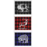 Cuadro Decorativo American Animal Trio Plaid 3 Piezas Placa 25x38