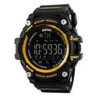 Smartwatch Digital Luz Fondo Negro Dorado 1227
