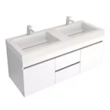 Mueble de baño Viteli Elevado Termolaminado Blanco 124x48 cm con lavamanos Genova Marfil