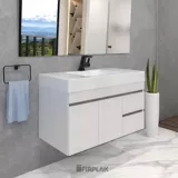 Mueble de baño Viteli Elevado Termolaminado Blanco 94x48 cm con lavamanos Oslo Blanco