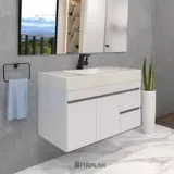 Mueble de baño Viteli Elevado Termolaminado Blanco 94x48 cm con lavamanos Oslo Marfil
