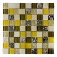 Mosaico x 3 Unidades Decorado Mármol vidrio 27.7cm x 27.7cm Amarillo