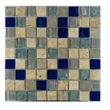 Mosaico x 3 Unidades Decorado Mármol vidrio 27.7cm x 27.7cm Azul