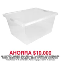 Caja Organizadora Broche Y Ruedas 47x31x62 cm 55 Litros Natural