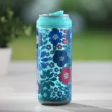 Botella Tipo Lata Azul Floral -  16 Onzas