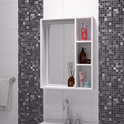 Mueble de Baño con Espejo 3 Niveles 53.5cm Ancho x 17.5cm Profundidad x