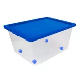 Caja Organizadora Con Ruedas 47x31x62 cm 55 Litros Natural-Azul