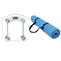 Look Báscula Digital Vidrio+Colchoneta Yoga 6mm Azul