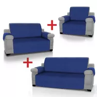 Combo 3 Cubre Sofás Azul 1Pt + 2Pt + 3Pt