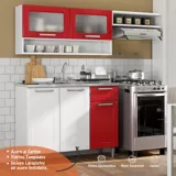 Cocina Multipla 1.75 Metros con Lavaplatos Blanco - Rojo
