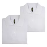 Set x2 Camisetas para Dama Tipo Polo S Blanco