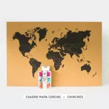 Cuadro Mapa de Corcho + Set Chinches Colores