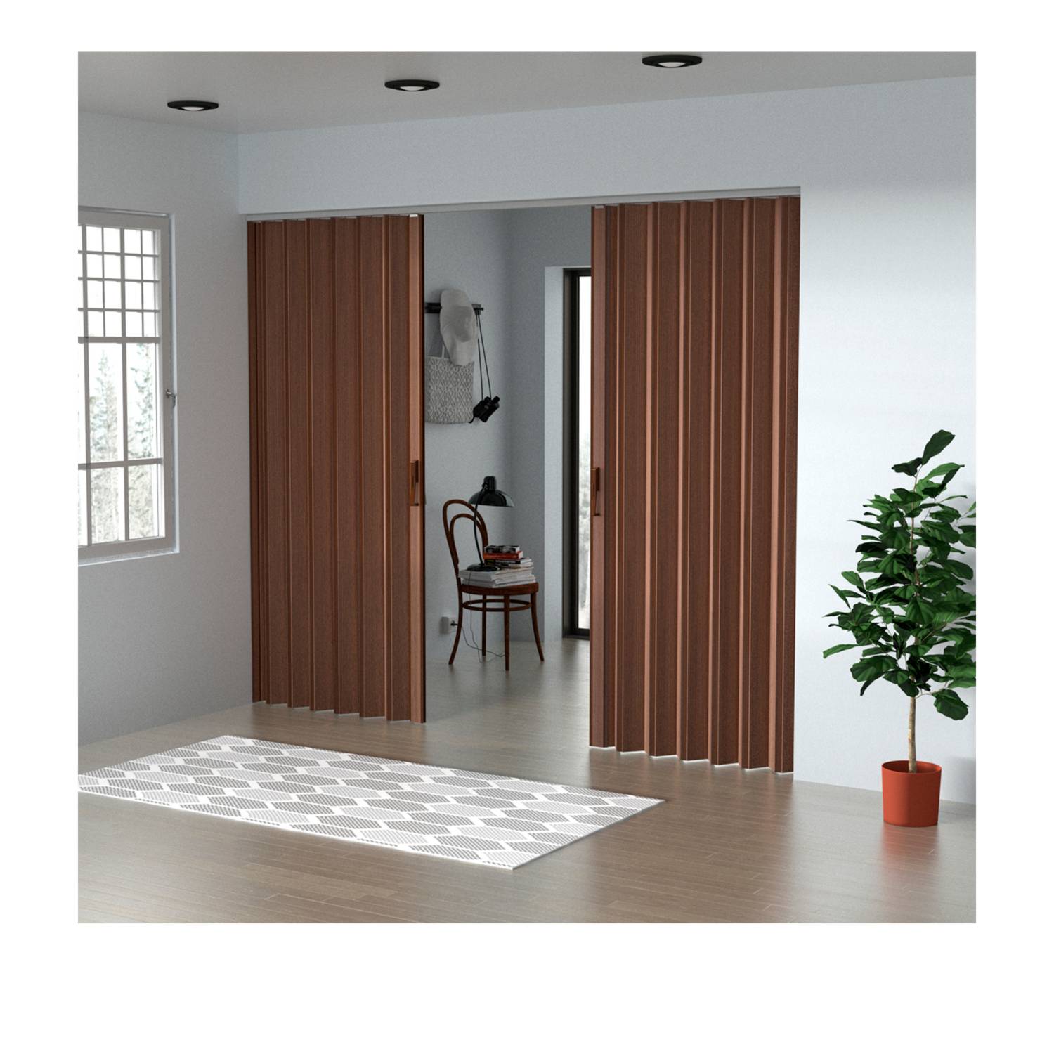 Puerta Plegable Madera MDP 171-200x240 cm Ap. Central -Caramelo