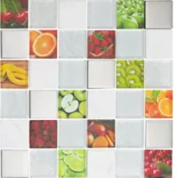 Mosaico Vidrio Marmol Acero Inoxidable Fruits 30x30cm Beige