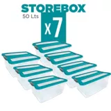 Set x7 Cajas Organizadoras Storebox 50 Lt Esmeralda
