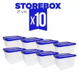 Set x10 Cajas Organizadoras Storebox 21 Lt Azul