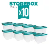 Set x10 Cajas Organizadoras Storebox 21 Lt Esmeralda