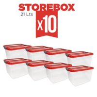 Set x10 Cajas Organizadoras Storebox 21 Lt Rojo