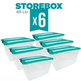 Set x6 Cajas Organizadoras Storebox 65 Lt Esmeralda