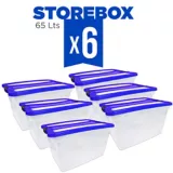Set x6 Cajas Organizadoras Storebox 65 Lt Azul
