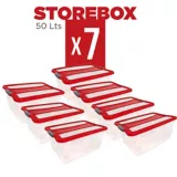 Set x7 Cajas Organizadoras Storebox 50 Lt Rojo
