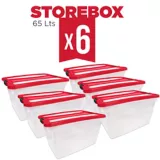 Set x6 Cajas Organizadoras Storebox 65 Lt Rojo