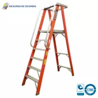Escaleras De Colombia Escalera Certificada Tipo Tijera Plataforma Dieléctrica En Fibra De Vidrio De 6 Pasos / 1,80 M 136 Kg T1A