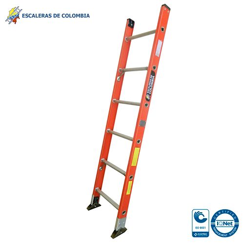 Escalera Certificada Tipo Sencilla Dieléctrica En Fibra De Vidrio De 6 Pasos / 1,80 M 113 Kg T1 - Escaleras De Colombia