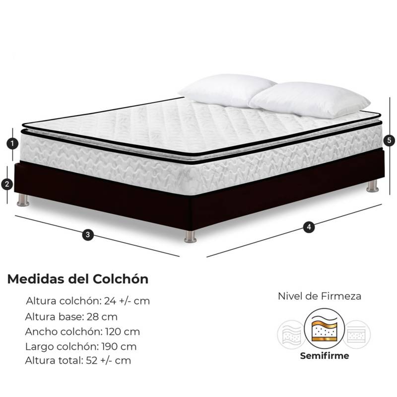 Combo SPRING: Colchón SemiDoble Dream 120 x 190 cm + 1 Alm