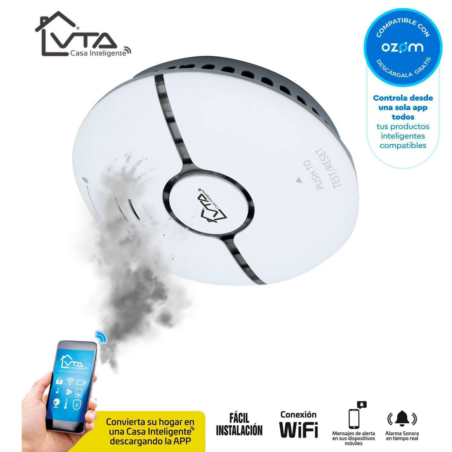 Alarma Detector VTA Humo WiFi