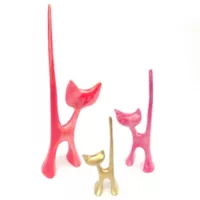 Gatos Set x 3 Rojo - Rosa - Dorado 20/27/38cm Poliresina