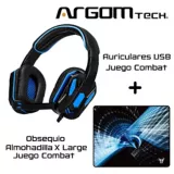 Audífonos para Juego Combat USB - Negro-Azul + Obsequio Almohadilla ARG-AC-1266