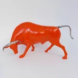 Toro Naranja y Cromo 30cm x 16cm Poliresina