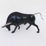 Toro Negro y Cromo 30cm x 16cm Poliresina